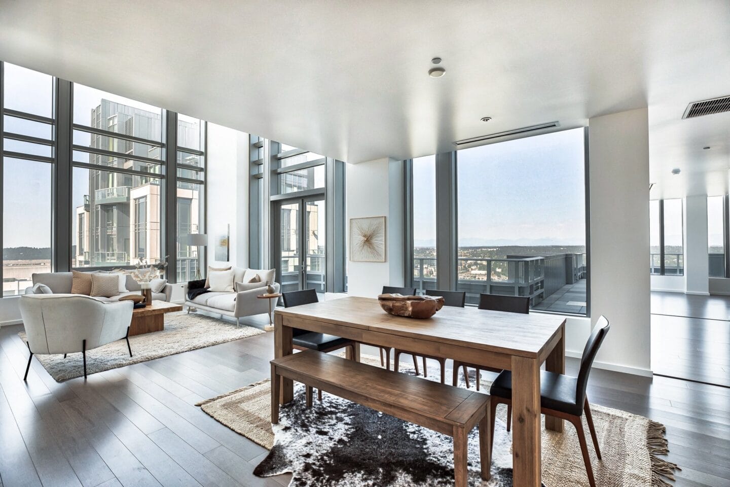 Open penthouse layout at The Bravern, Bellevue, WA