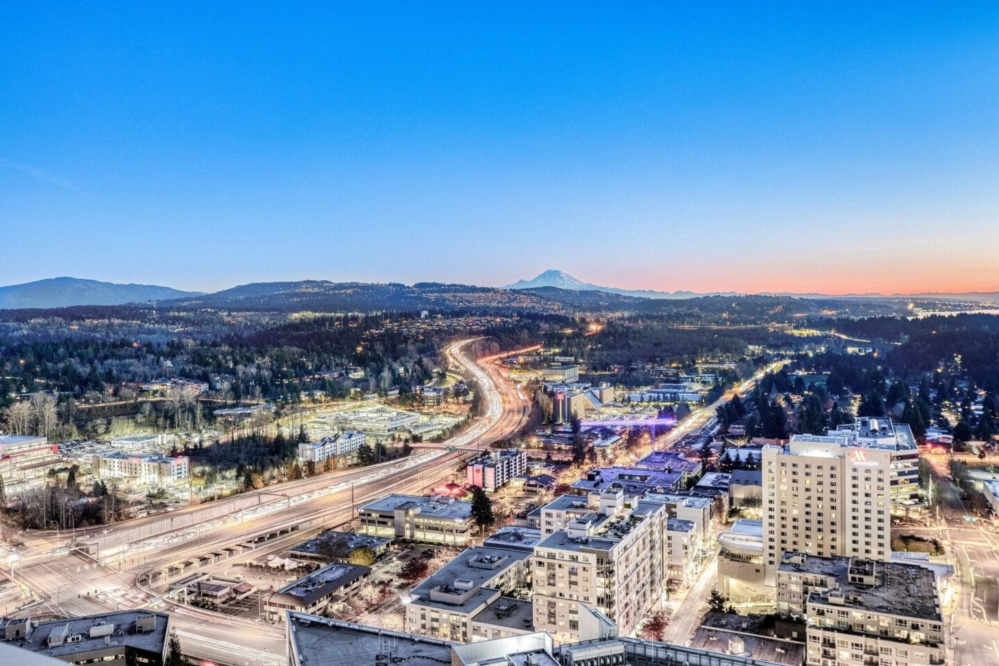 View from penthouse at The Bravern, Washington