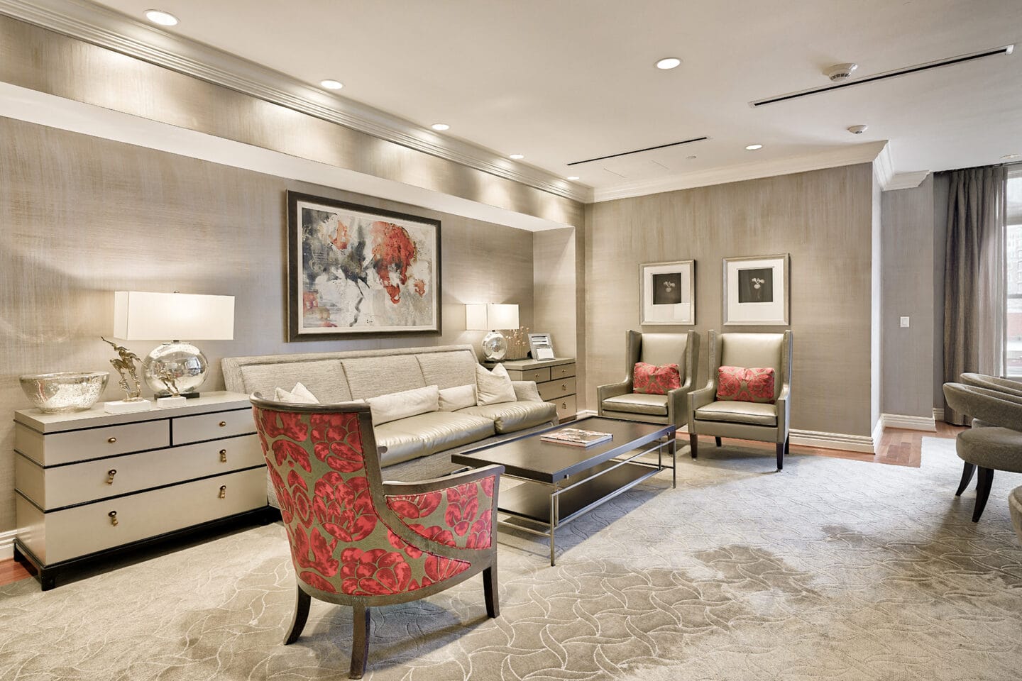 Coffee table and seating area at The Woodley, Washington, DC