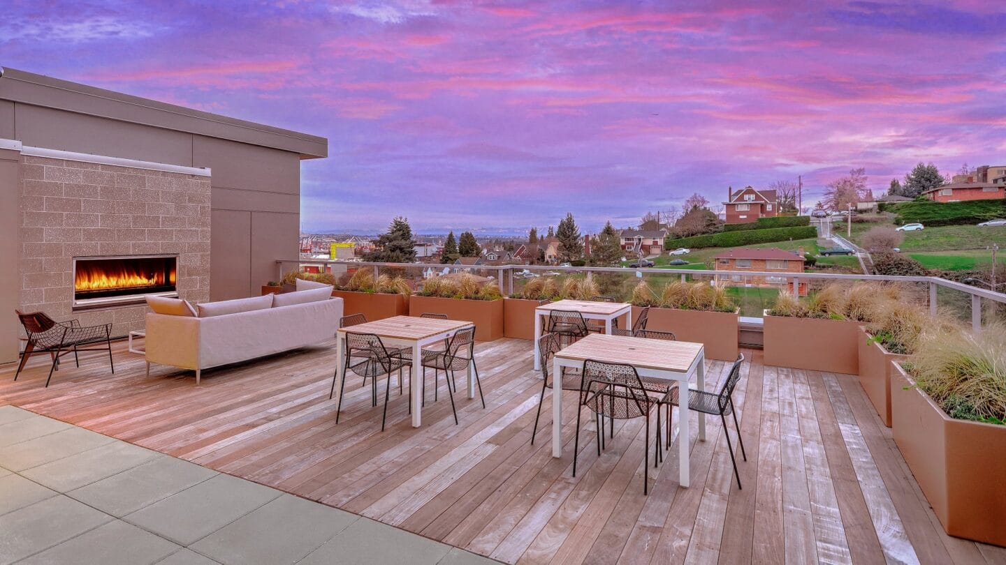 Rooftop Lounge with Gorgeous Views at The Whittaker, 4755 Fauntleroy Way, Seattle