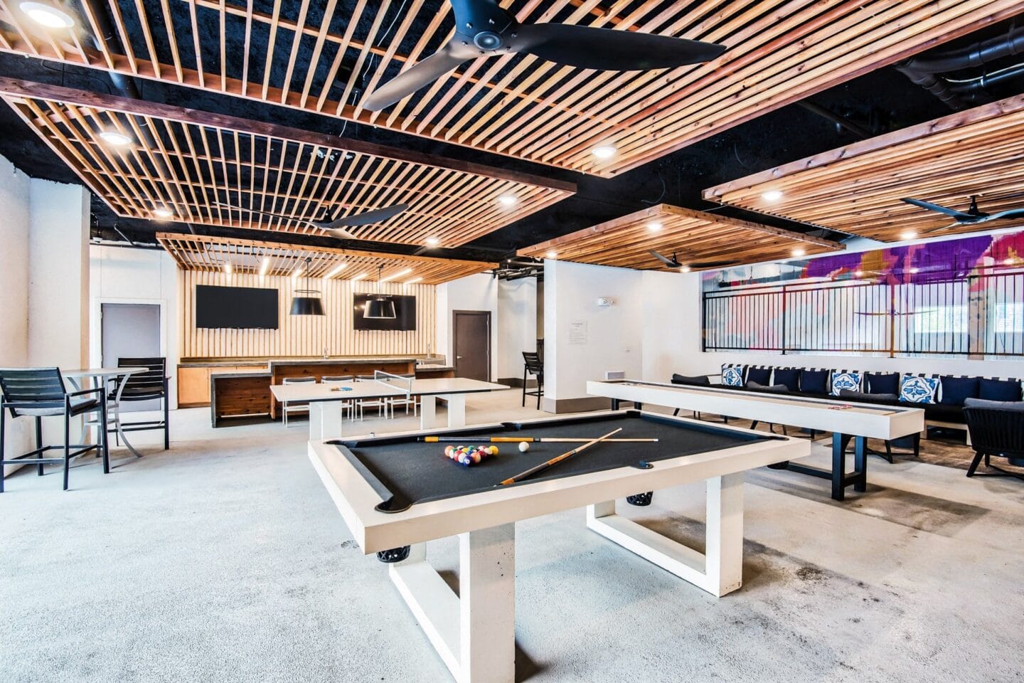 billiards, ping pong and shuffleboard at Windsor Shepherd, 611 Shepherd Dr, 77007