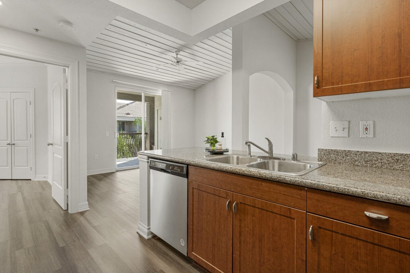 Kitchen space at Windsor at Main Place, Orange, California