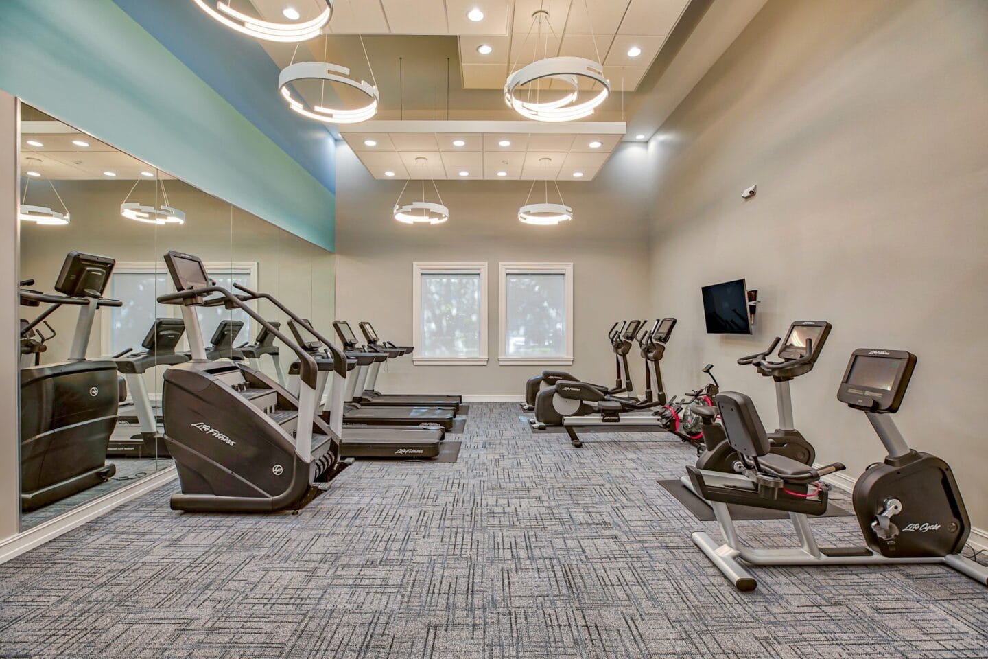 Gym equipment in the community fitness center