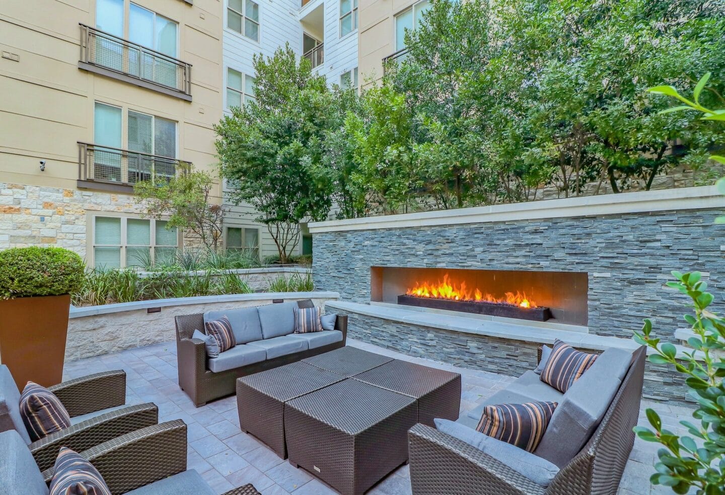 Relaxing Outdoor Lounge Area with Fireplace at Windsor South Lamar, Texas, 78704