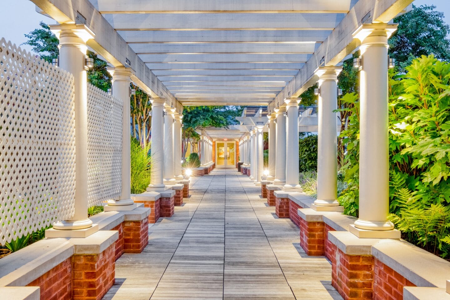 Roof deck trellis at The Woodley, Washington, District of Columbia