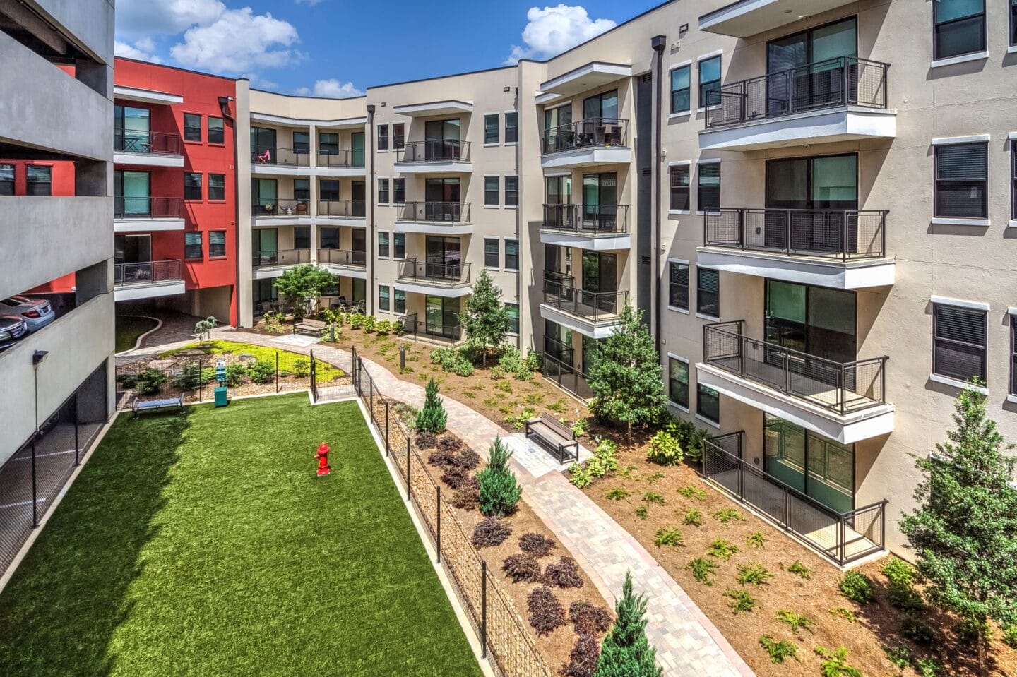 Parking garage and community aerial at Windsor Encore, Atlanta, 30339