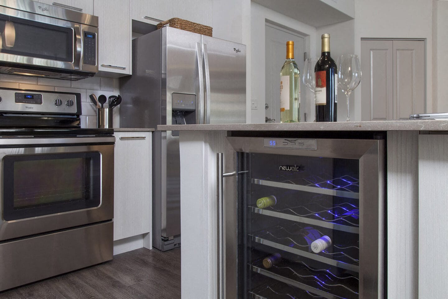 Our Delray Beach apartments offer kitchens with luxury features including wine coolers at Windsor at Delray Beach, Florida