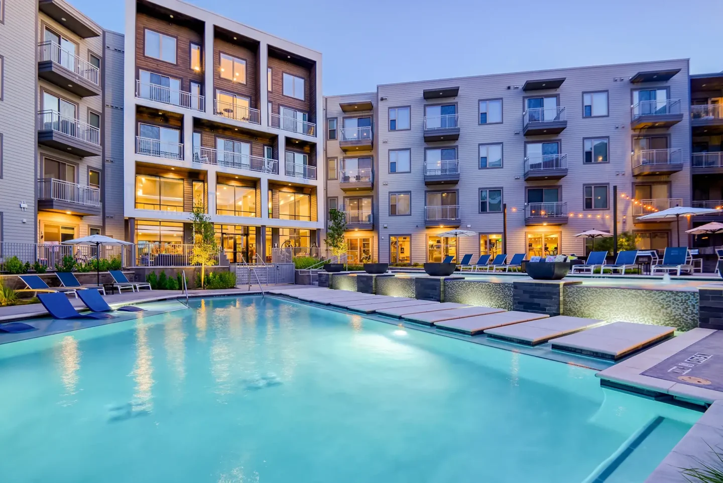 swimming pool at twilight