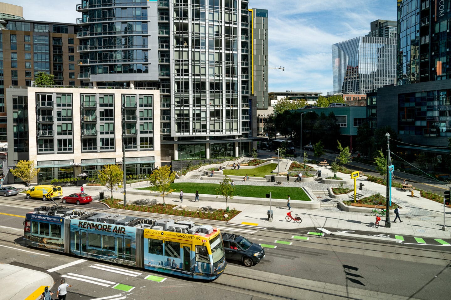 Urban Triangle Park, Seattle, WA in front of Stratus community