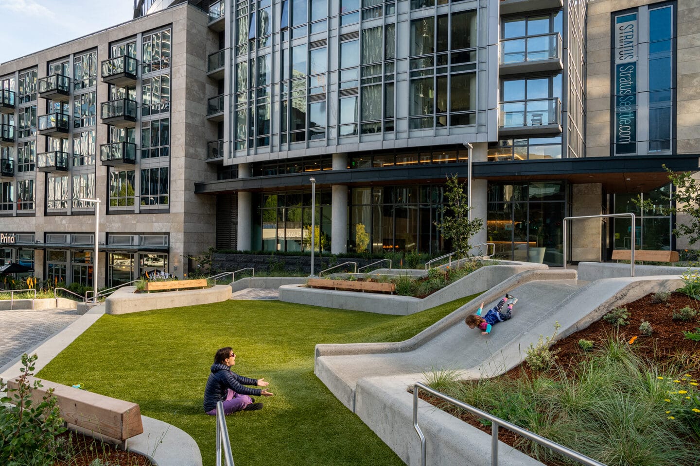 Slide and play area at Urban Triangle Park, Seattle, WA