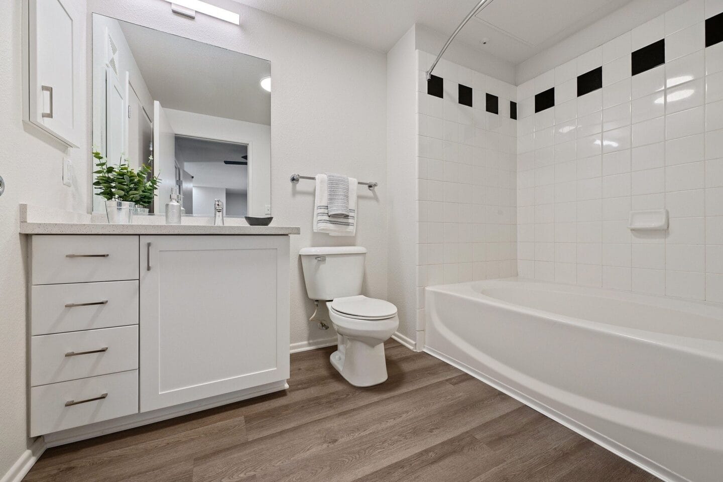 White modern bathroom at Terraces at Paseo Colorado, California, 91101