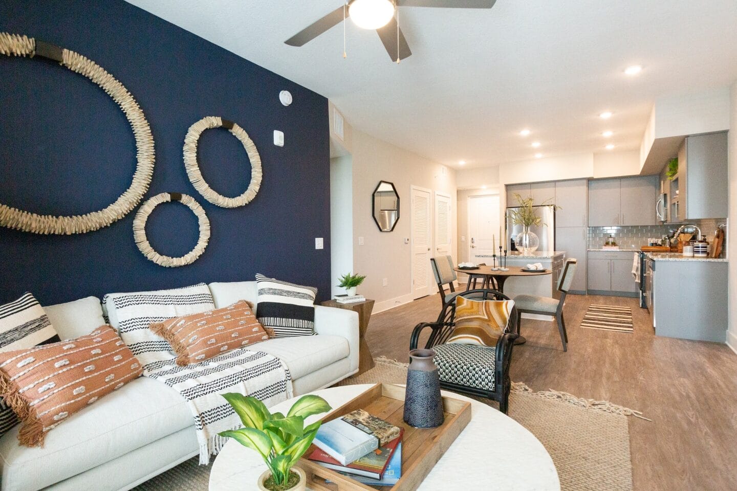 Staged living room at Windsor 335, 335 N. State Road 7, Plantation