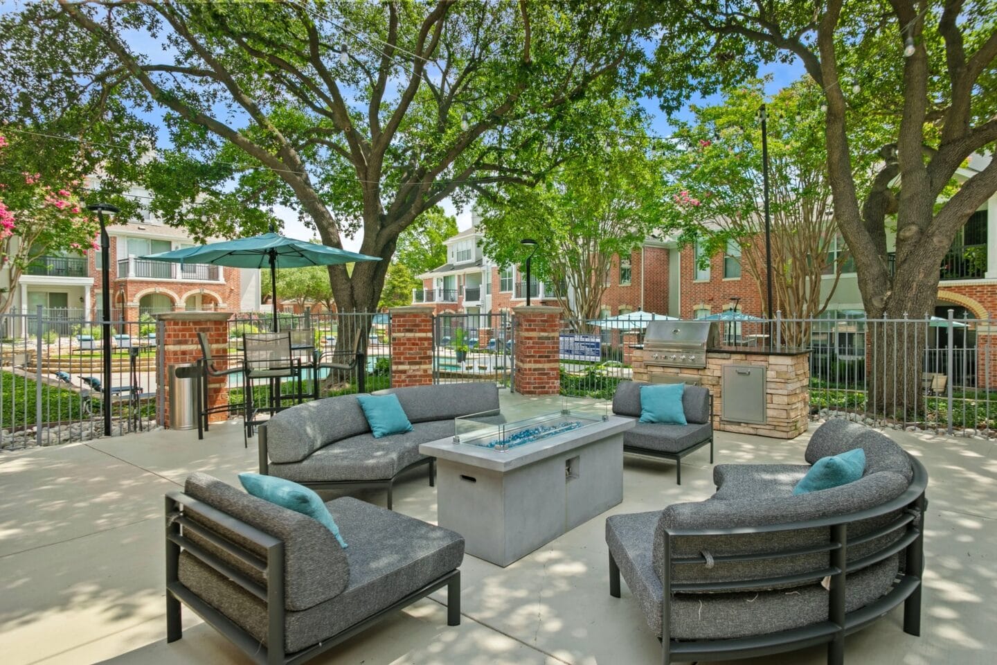 Outdoor patio with couches and chairs at Windsor at Legacy, Plano, TX, 75024