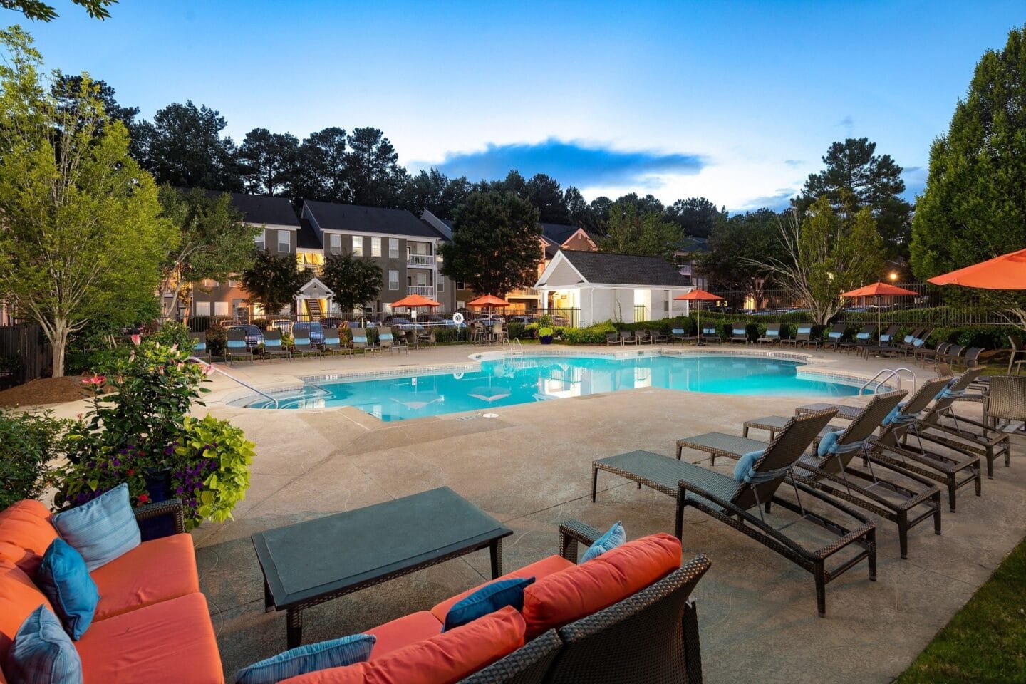 Outdoor entertainment space at Windsor Johns Creek, Johns Creek, Georgia