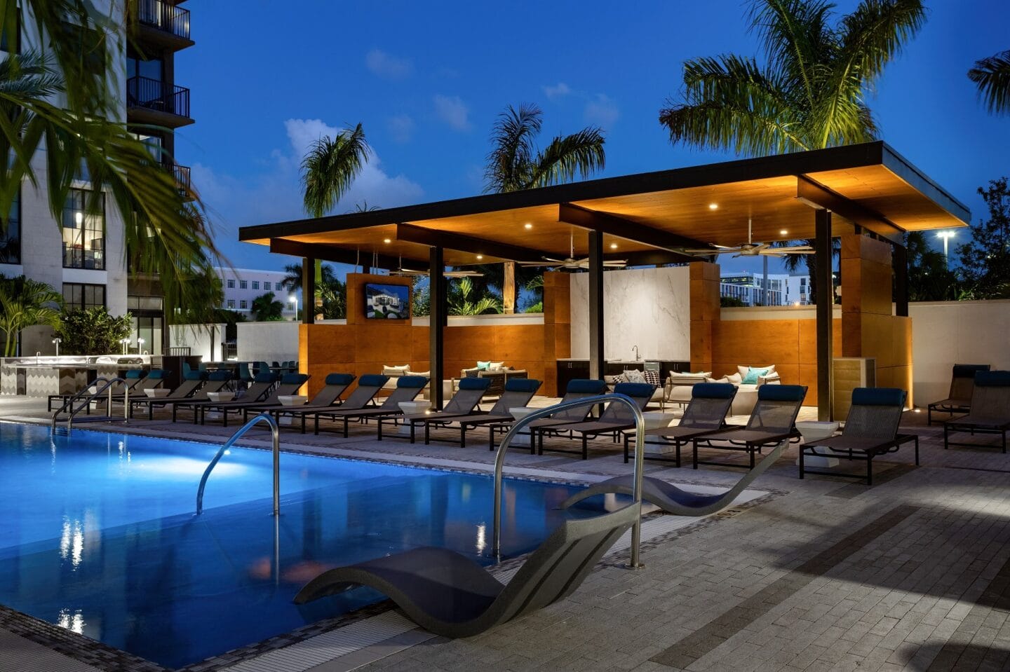 Pool View In Night at Centrico by Windsor, Florida