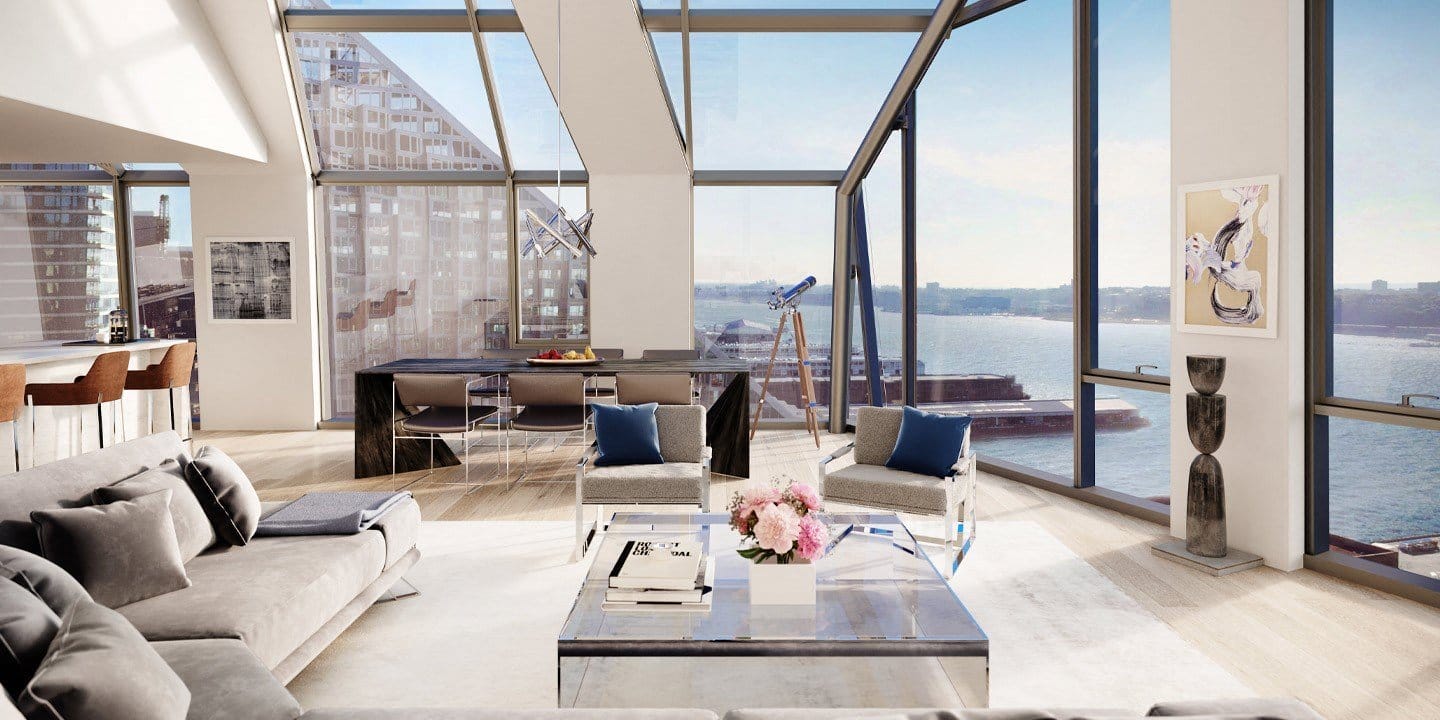 Floor to ceiling windows at Waterline Square, 675 West 59th New York, NY 10069