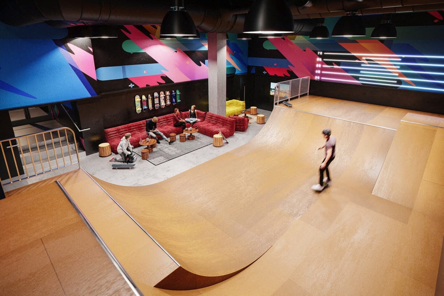 Indoor skate park at Waterline Square, 675 West 59th New York, NY 10069