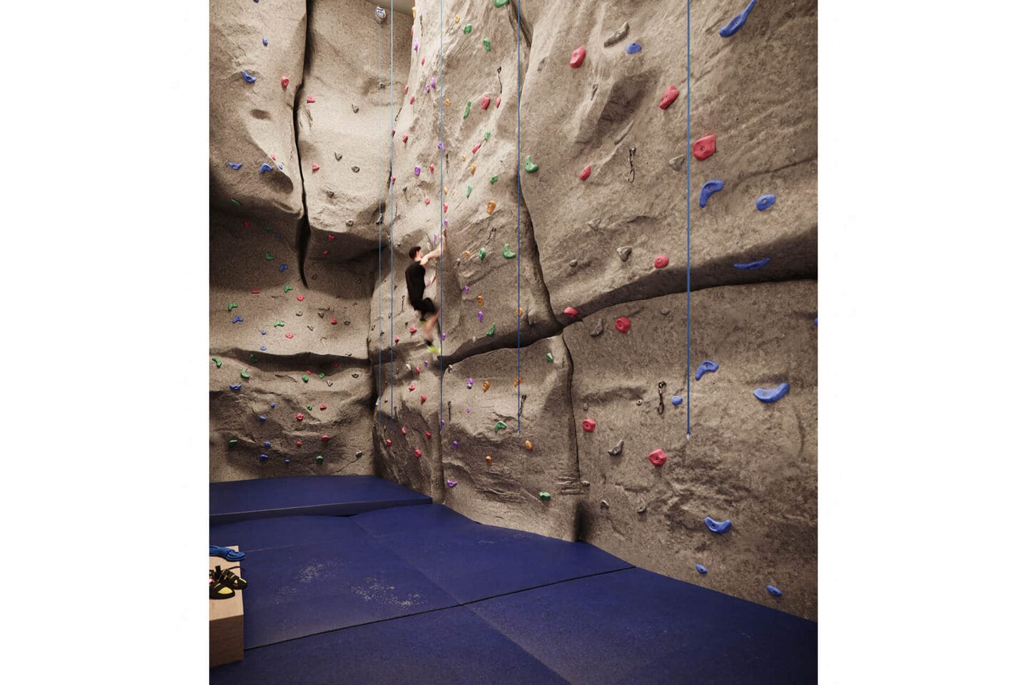 Indoor rock climbing wall at Waterline Square, 675 West 59th New York, NY 10069