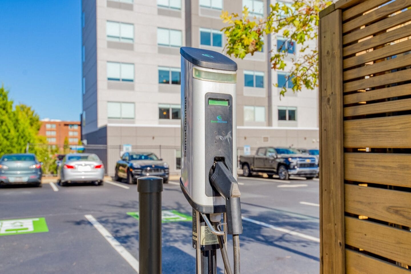 Electric Charging Station Outside in Parking Lot