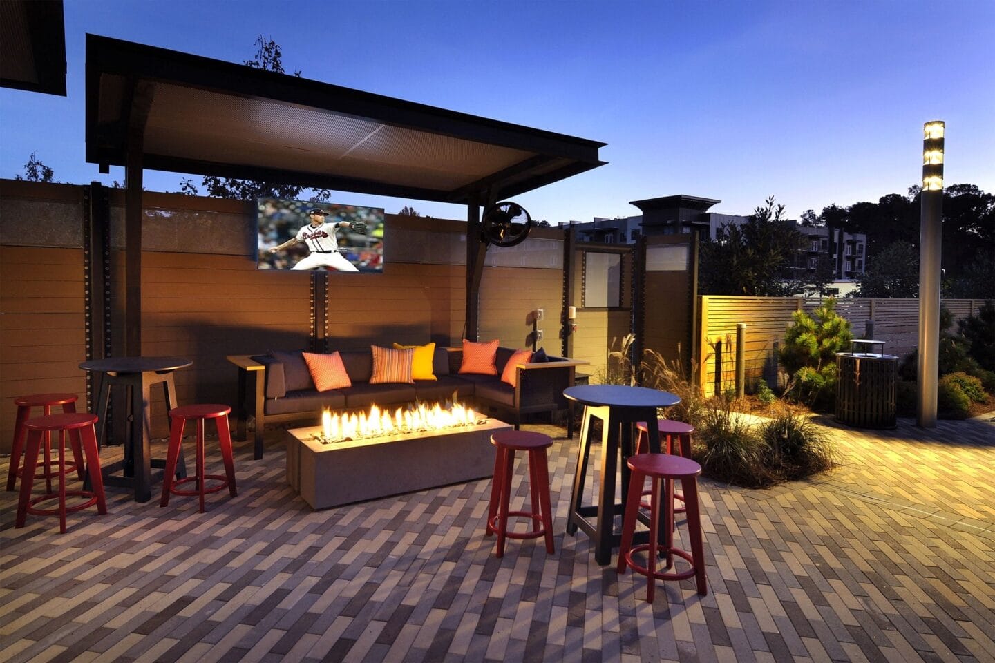 Poolside Firepit at Stadium Walk By Windsor, Atlanta