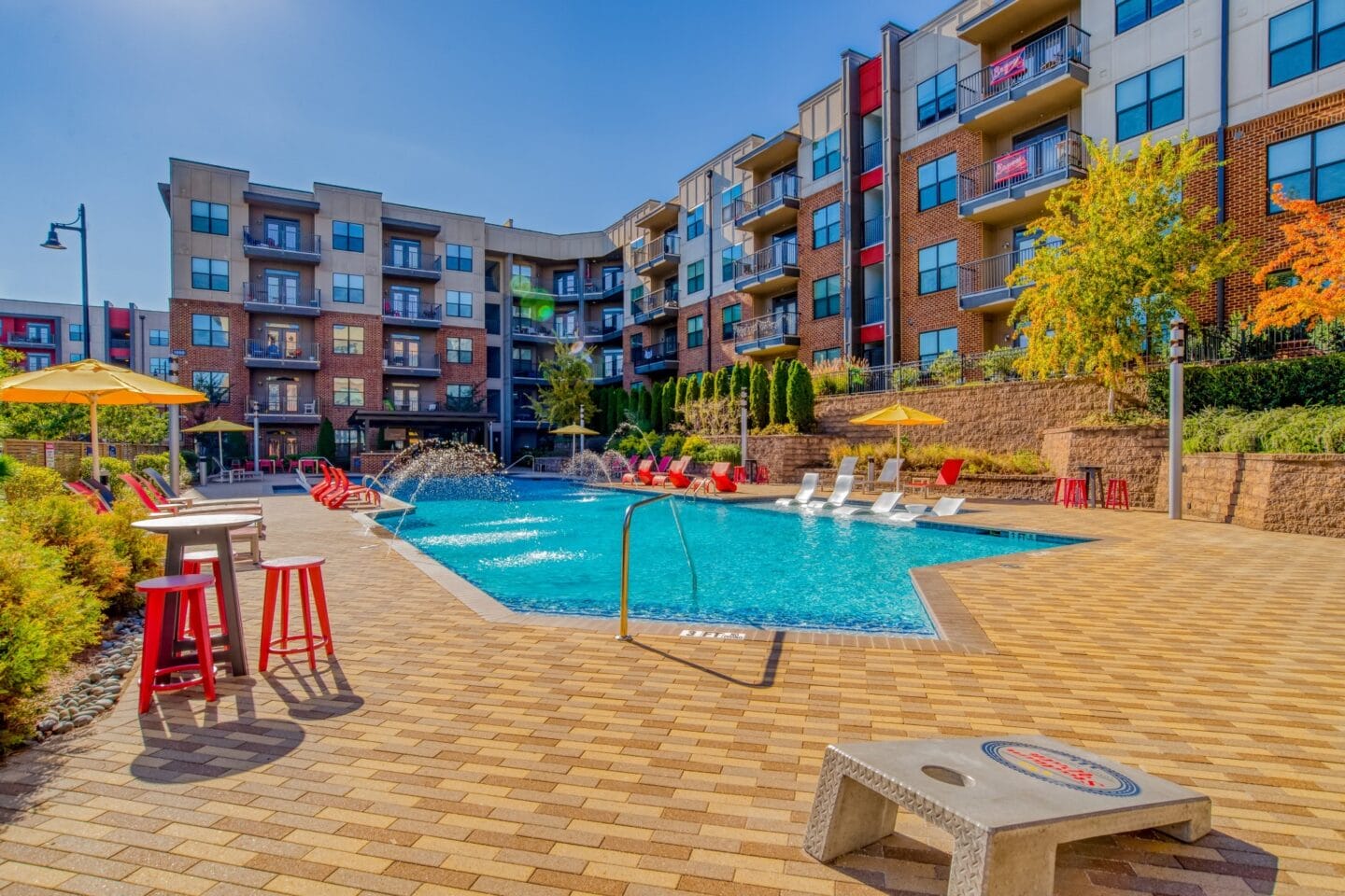 Pool Side Relaxing Area With Sundeck at Stadium Walk By Windsor, Georgia