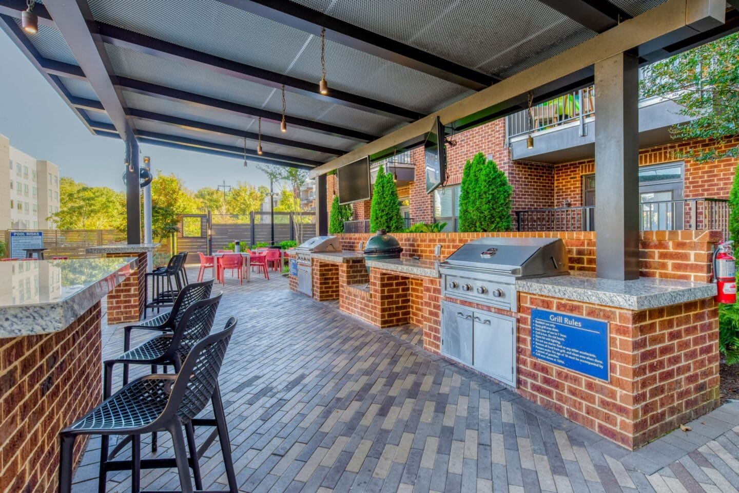 Grilling area at Stadium Walk By Windsor, Georgia