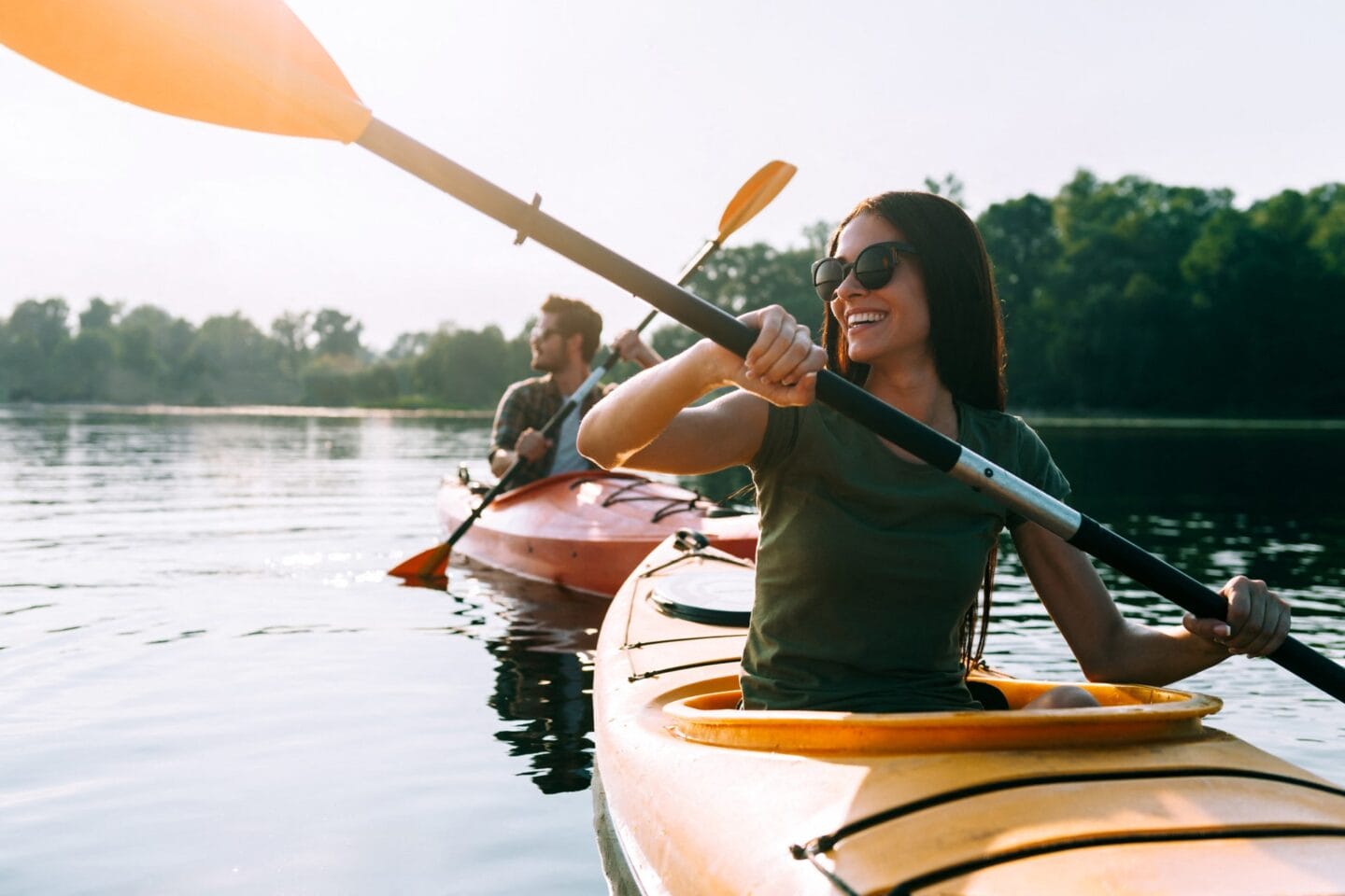 Residents Kayakingat Windsor Totem Lake, Kirkland, Washington