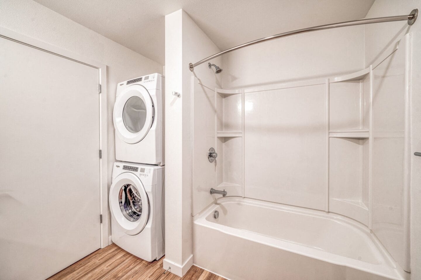 Bathroom with a washer and dryer at Windsor Buckman, Portland, Oregon