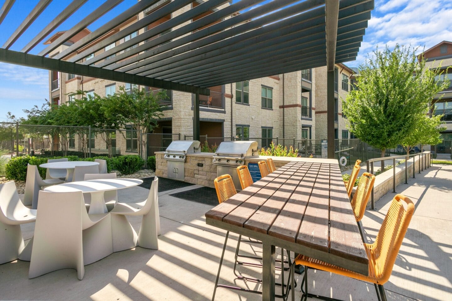 Outdoor patio at The Lakeyard District