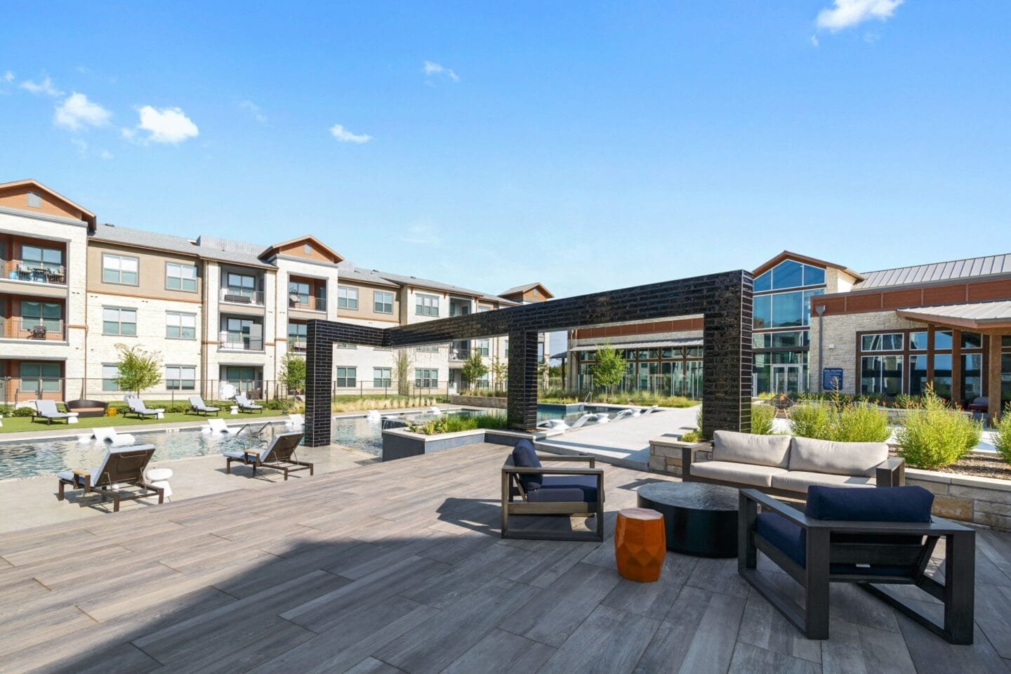 Outdoor Seating Area at Windsor Lakeyard District, an apartment community in North Dallas