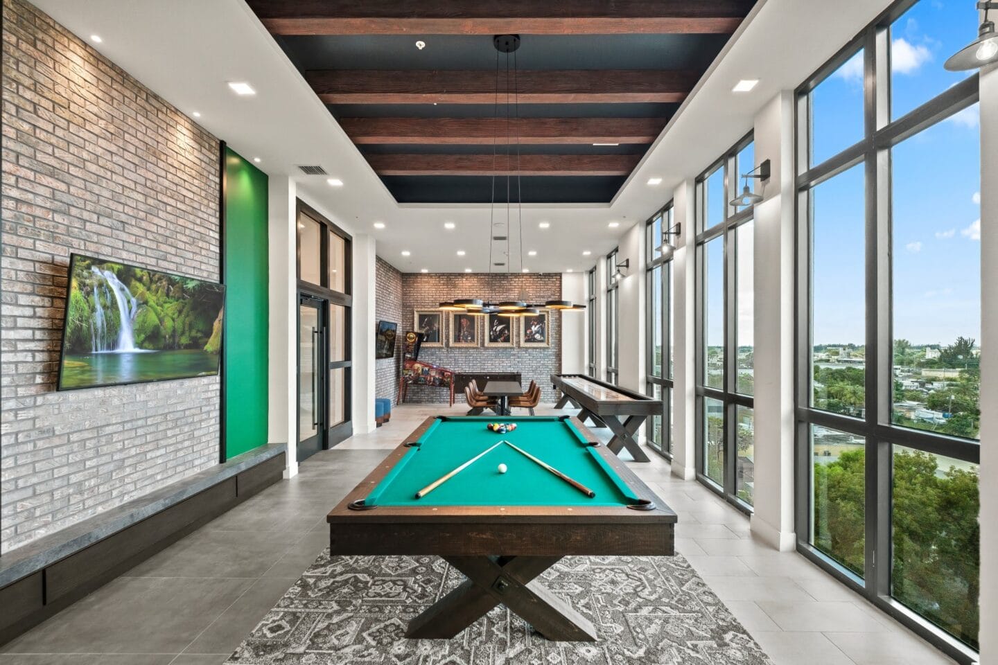 Pool table in the clubhouse at Windsor Ludlam Trail in Miami, FL.