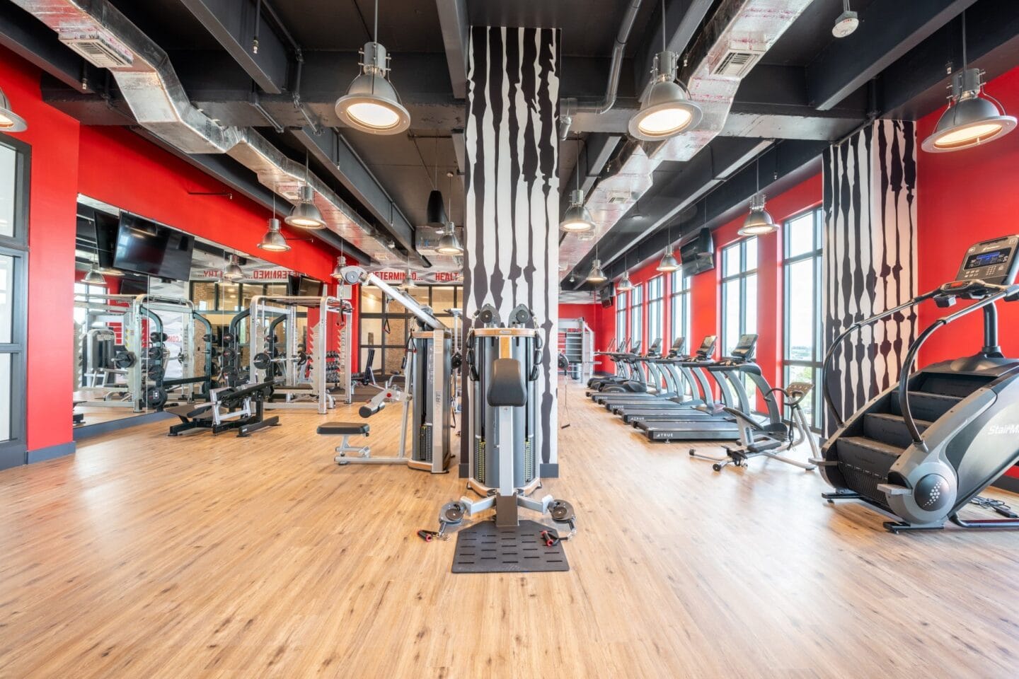 Fitness Center with hardwood floors and a red wallat Windsor Ludlam Trail in Miami, FL.