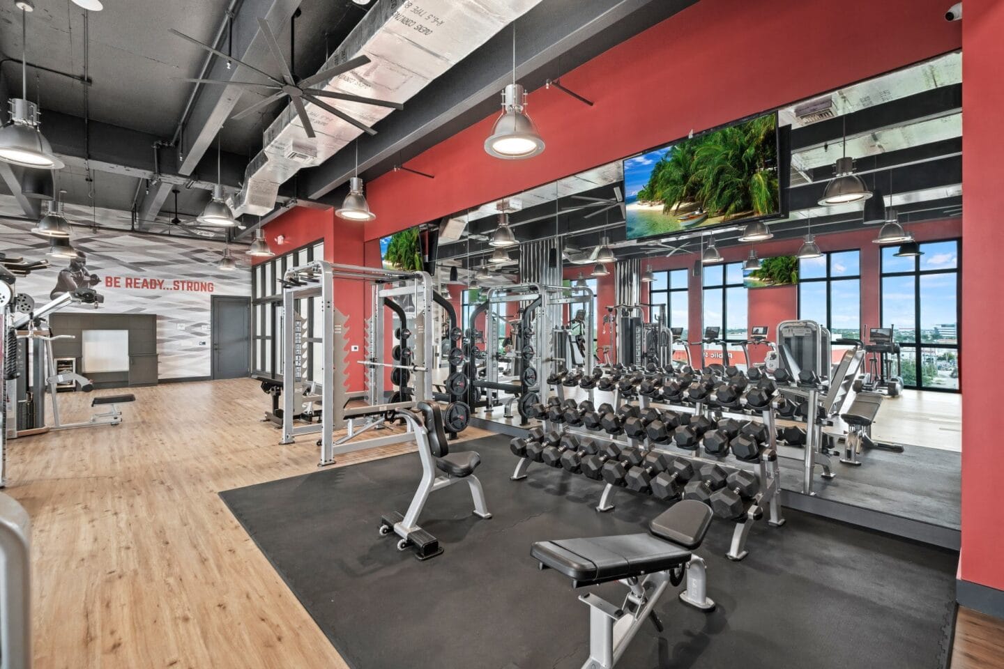 On-site fitness center with equipment at Windsor Ludlam Trail in Miami, FL.