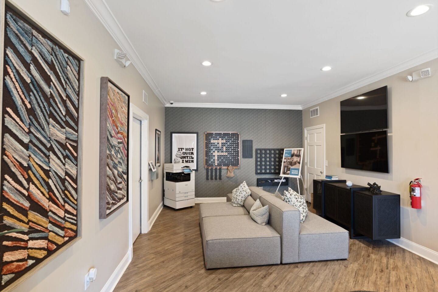 a living room with a couch and a tv