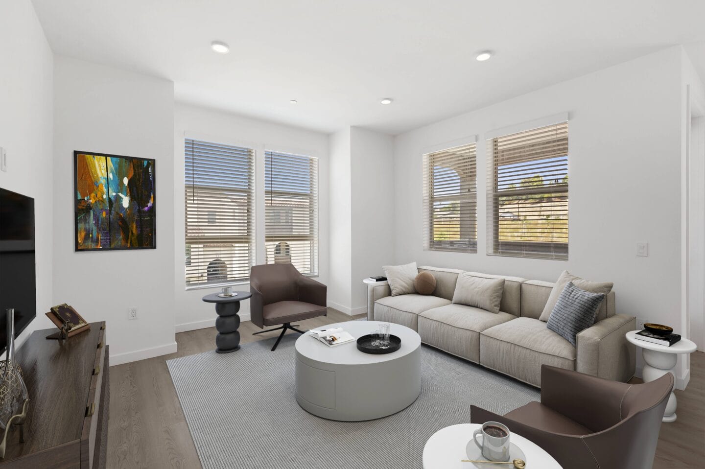 a living room with a couch and a coffee table