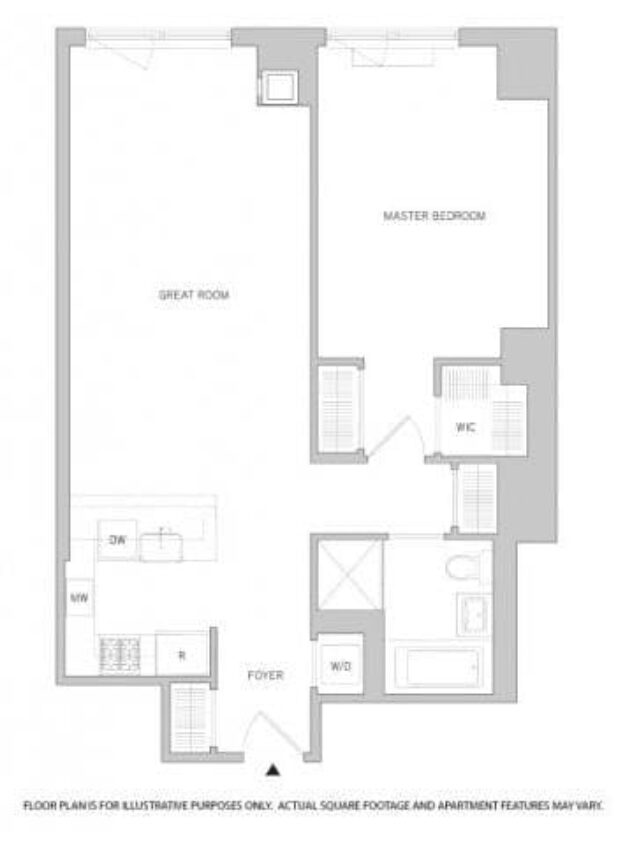 Rendering of the 1 Br 1Bth 3 floor plan with 1 bedroom[s] and 1 bathroom[s] at The Aldyn