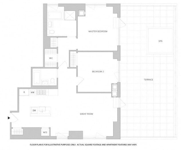 Rendering of the 2Br 2Bth 2 floor plan with 2 bedroom[s] and 2 bathroom[s] at The Aldyn