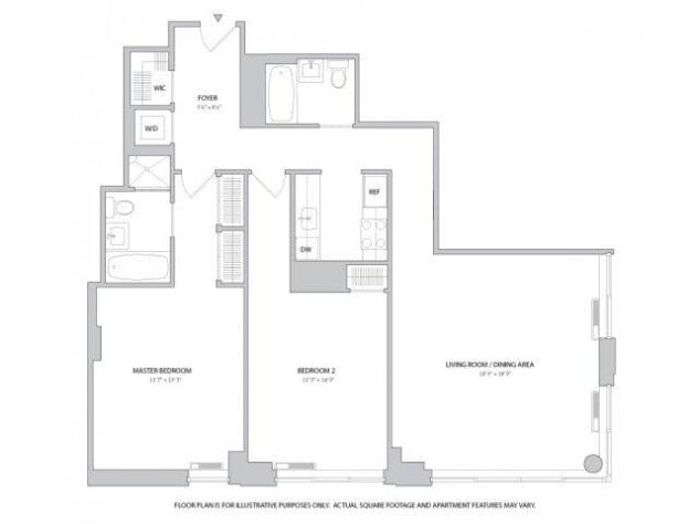 Rendering of the 2BR 2Bth - 4 floor plan with 2 bedroom[s] and 2 bathroom[s] at The Ashley