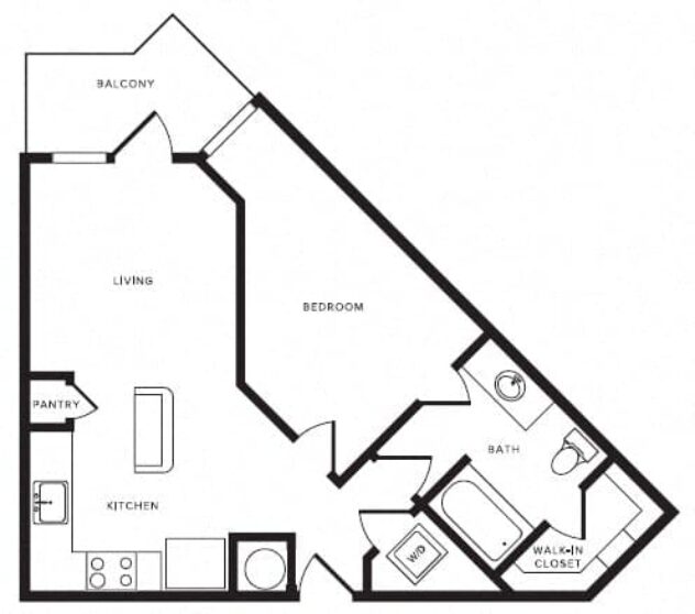 Rendering of the A01 floor plan with 1 bedroom[s] and 1 bathroom[s] at Windsor Shepherd