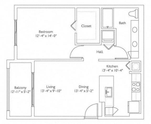 Rendering of the A1 floor plan with 1 bedroom[s] and 1 bathroom[s] at Mirador at Doral by Windsor