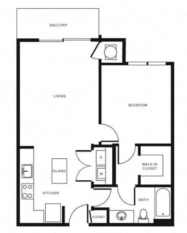 Rendering of the A1 floor plan with 1 bedroom[s] and 1 bathroom[s] at Morningside Atlanta by Windsor