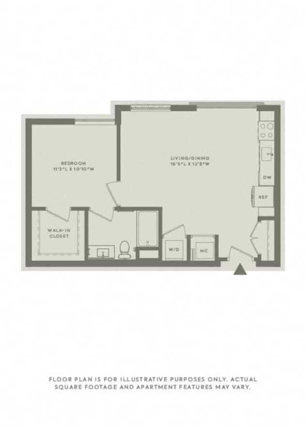 Rendering of the A1 floor plan with 1 bedroom[s] and 1 bathroom[s] at The Sterling at Regent Square