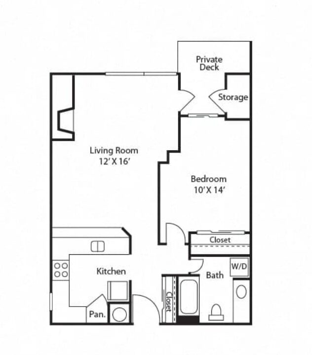 Rendering of the A1 - Mallard floor plan with 1 bedroom[s] and 1 bathroom[s] at Windsor Juanita Bay