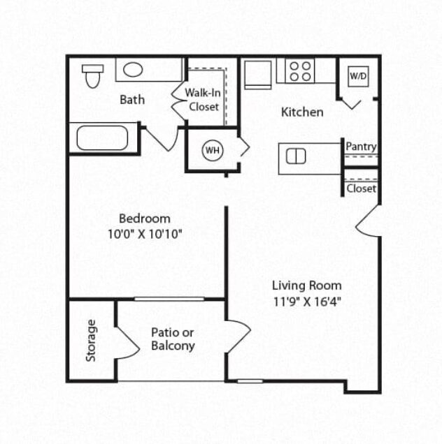 Rendering of the A1 - Peak floor plan with 1 bedroom[s] and 1 bathroom[s] at Windsor Westminster