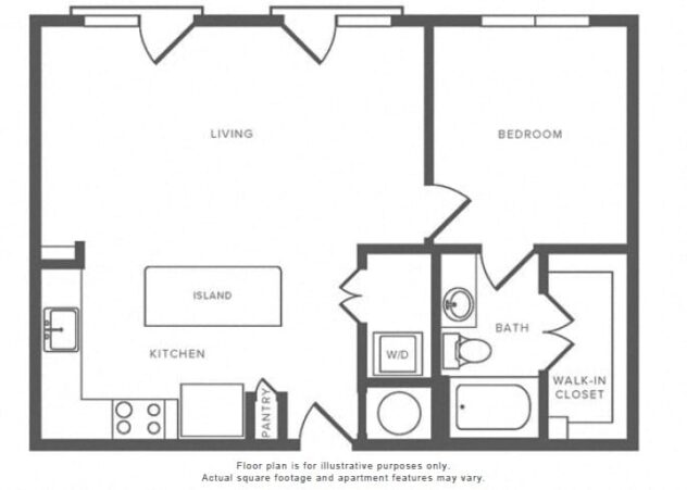 Rendering of the A10 floor plan with 1 bedroom[s] and 1 bathroom[s] at Windsor by the Galleria