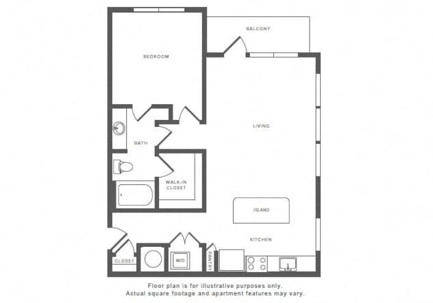 Rendering of the A11 floor plan with 1 bedroom[s] and 1 bathroom[s] at Windsor by the Galleria