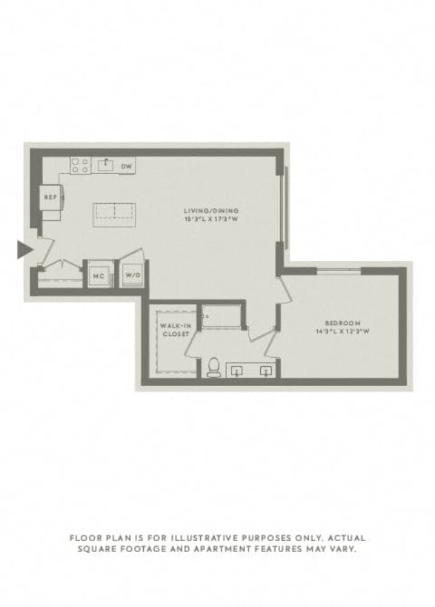 Rendering of the A11 floor plan with 1 bedroom[s] and 1 bathroom[s] at The Sterling at Regent Square