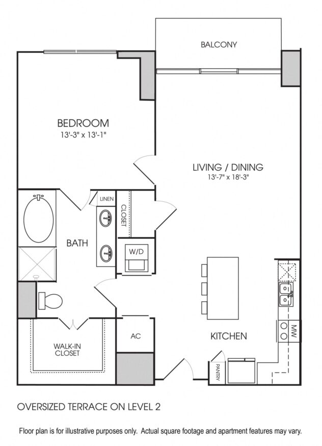 Rendering of the A12 floor plan with 1 bedroom[s] and 1 bathroom[s] at The Sovereign at Regent Square