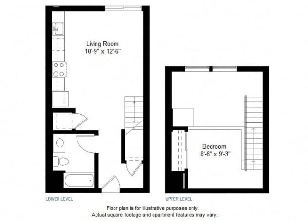 Rendering of the A2 floor plan with 1 bedroom[s] and 1 bathroom[s] at Windsor at Dogpatch