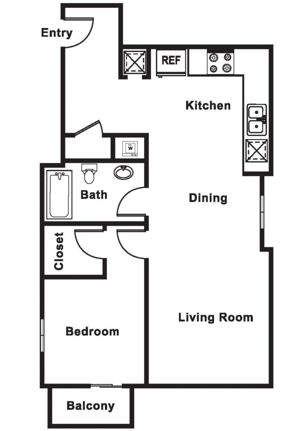 Rendering of the A20 1Bed1 floor plan with 1 bedroom[s] and 1 bathroom[s] at Cirrus